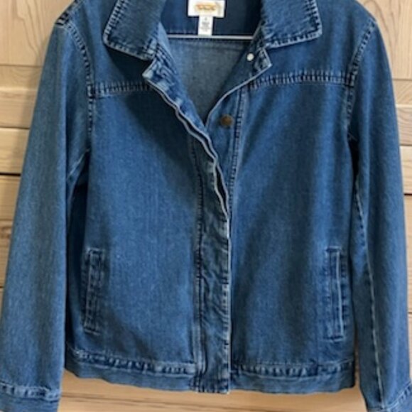 Vintage Denim Jean Jacket Bomber Jacket Boho Chic Classic Talbots - Picture 4 of 8